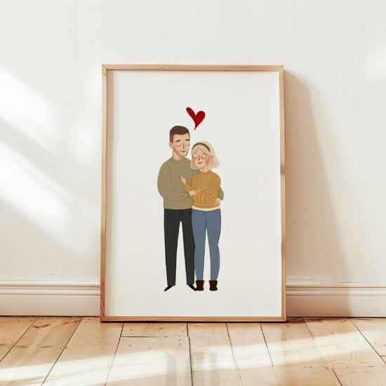 uroczy ilustrowany portret dla pary portret na zamowienie