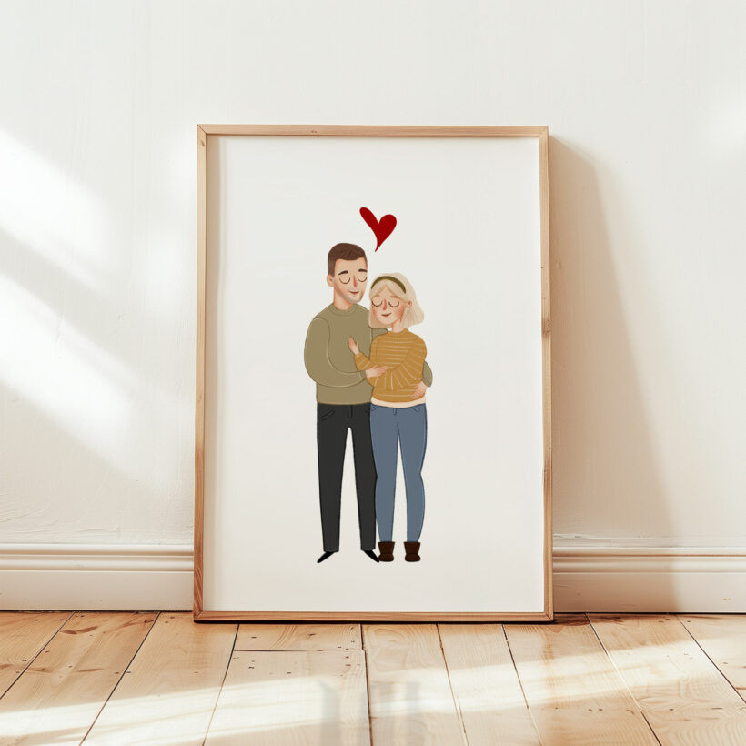 uroczy ilustrowany portret dla pary portret na zamowienie