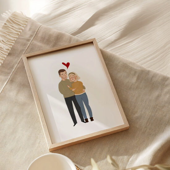portret ilustrowany dla pary prezent ślubny i na rocznicę